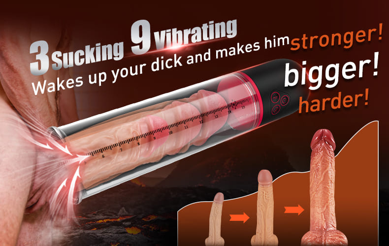 DREAMER Electric Penis Enlarge Vacuum Pump, 9 Vibrating 3 Sucking Penis Trainer Massager