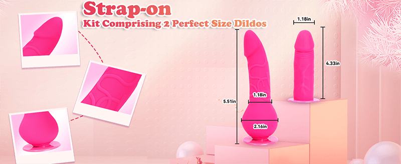 Harness Strap-On Dildo with 2 Adjustable Dildos & Remote Control for Female Couple Lesbian Red