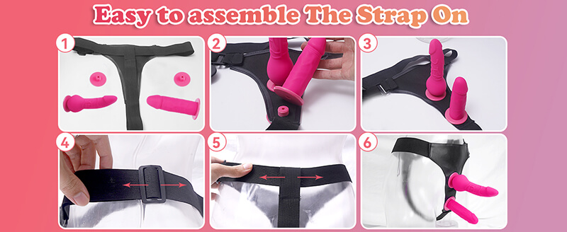 Harness Strap-On Dildo with 2 Adjustable Dildos & Remote Control for Female Couple Lesbian Red