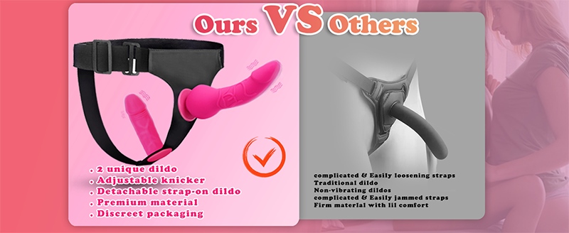 Harness Strap-On Dildo with 2 Adjustable Dildos & Remote Control for Female Couple Lesbian Red