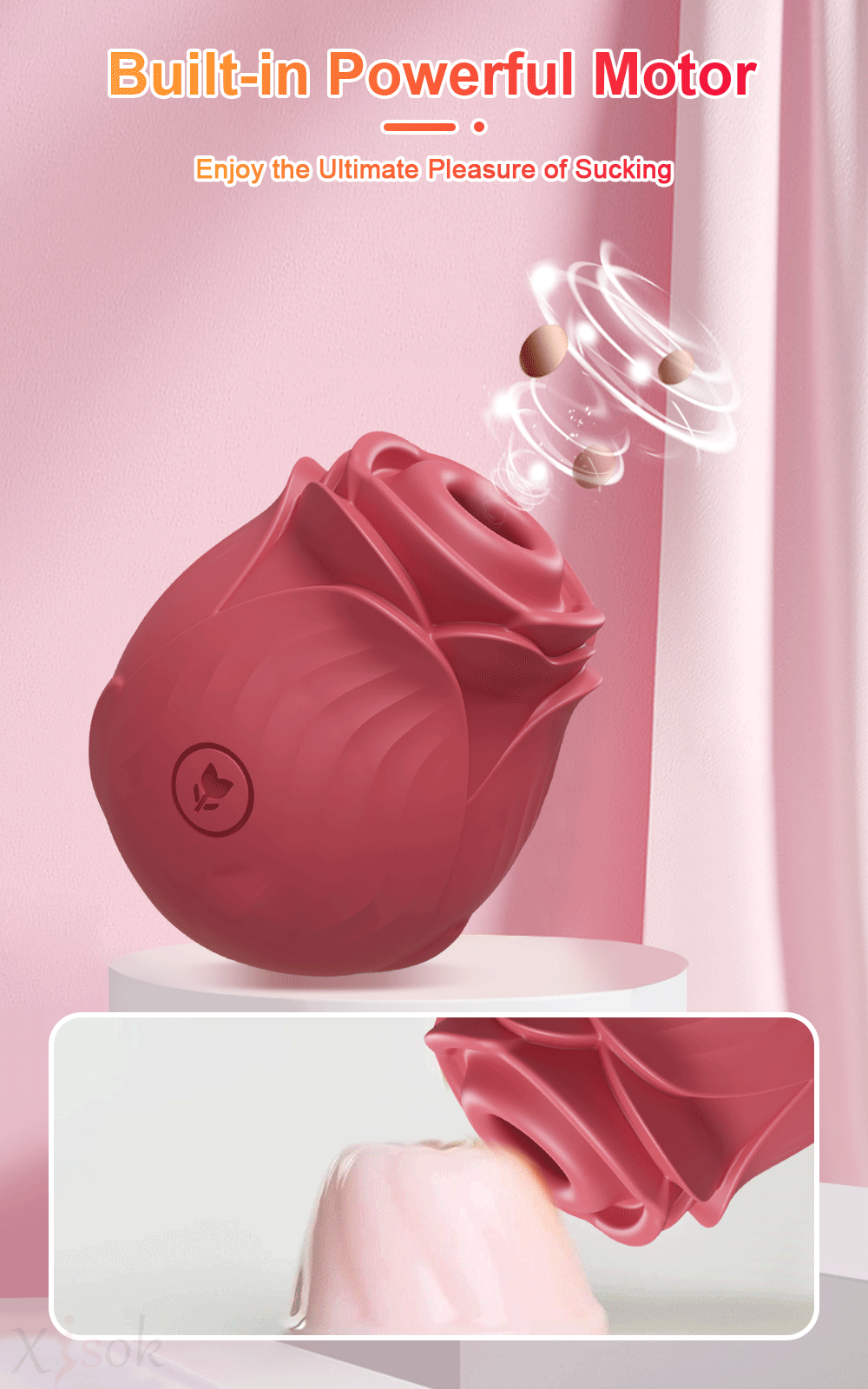 Lovesvibe 10 Powerful Vibration Sucking Rose Vibrator for Women Nipple Clit Sucker G-Spot Massager
