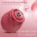 Lovesvibe 10 Powerful Vibration Sucking Rose Vibrator for Women Nipple Clit Sucker G-Spot Massager