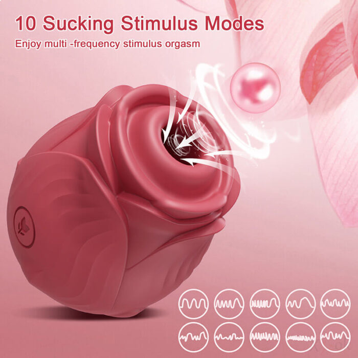 Lovesvibe 10 Powerful Vibration Sucking Rose Vibrator for Women Nipple Clit Sucker G-Spot Massager