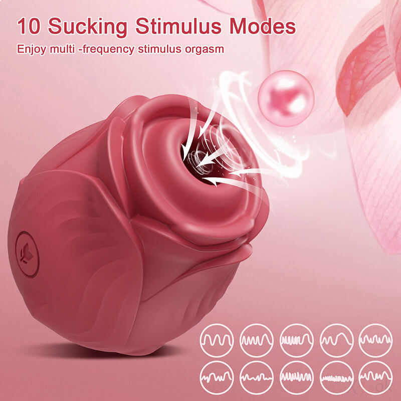 Lovesvibe 10 Powerful Vibration Sucking Rose Vibrator for Women Nipple Clit Sucker G-Spot Massager