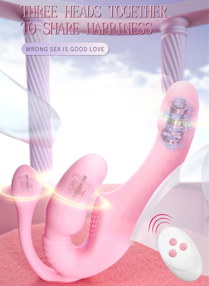 Lovesvibe 10 Vibration 3 Head Strapless Dildo with Remote Control for Lesbian and LGBTQ Play 2