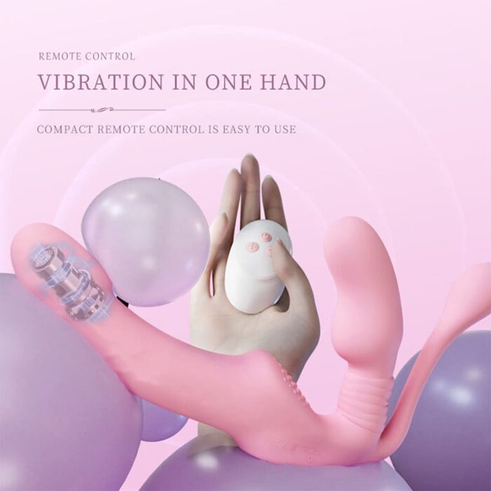 Lovesvibe 10 Vibration 3-Head Strapless Dildo with Remote Control for Lesbian and LGBTQ+ Play