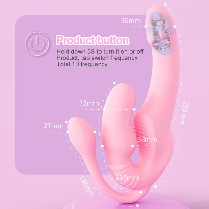 Lovesvibe 10 Vibration 3-Head Strapless Dildo with Remote Control for Lesbian and LGBTQ+ Play