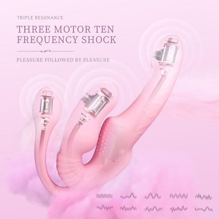 Lovesvibe 10 Vibration 3 Head Strapless Dildo with Remote Control for Lesbian and LGBTQ Play 3