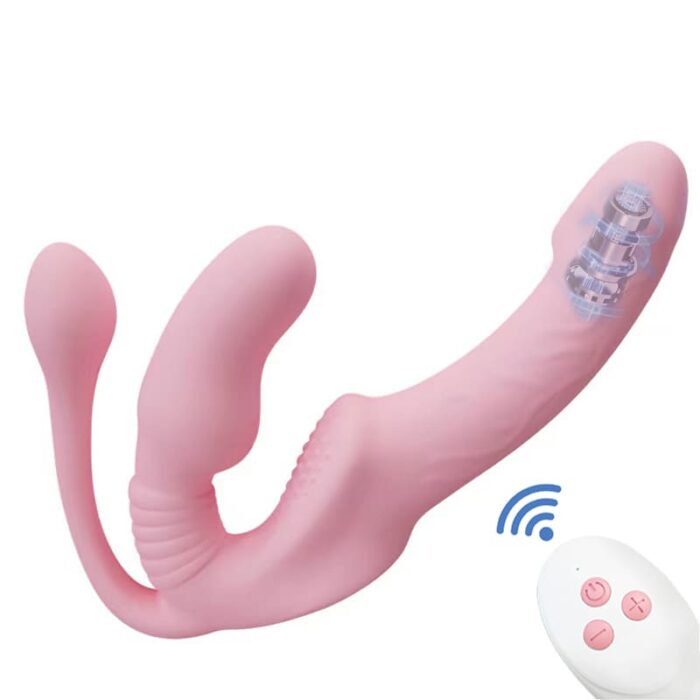 Lovesvibe 10 Vibration 3 Head Strapless Dildo with Remote Control for Lesbian and LGBTQ Play 7