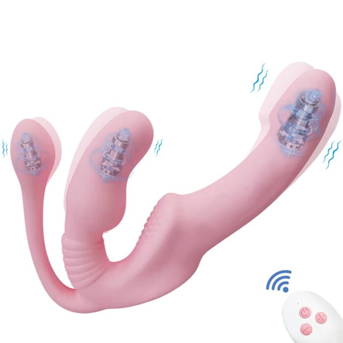 Lovesvibe 10 Vibration 3 Head Strapless Dildo with Remote Control for Lesbian and LGBTQ Play 8