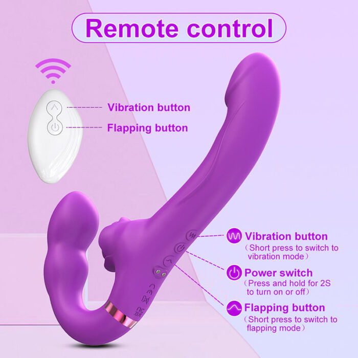 Lovesvibe 10 Vibration 5 Tapping Strapless Dildo Dual-Ended G-Spot Stimulator for Lesbians
