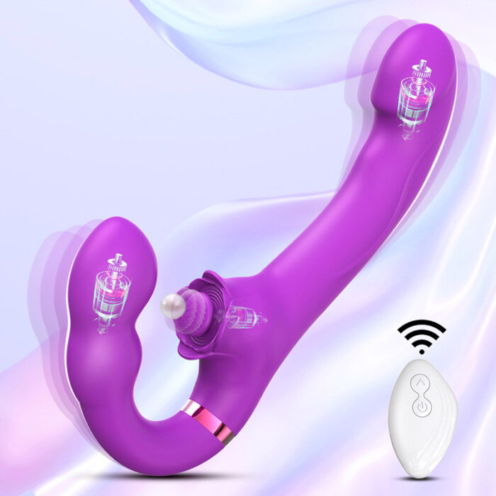 Lovesvibe 10 Vibration 5 Tapping Strapless Dildo Dual-Ended G-Spot Stimulator for Lesbians