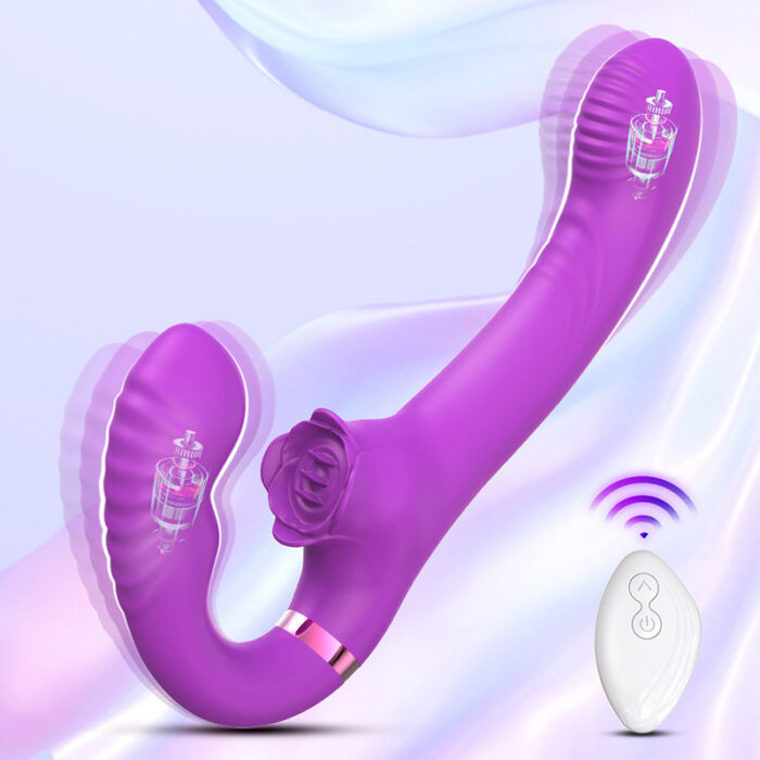 Lovesvibe 10 Vibration 5 Tapping Strapless Dildo Dual-Ended G-Spot Stimulator for Lesbians