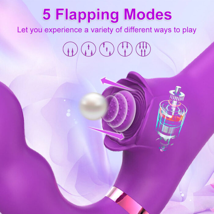 Lovesvibe 10 Vibration 5 Tapping Strapless Dildo Dual-Ended G-Spot Stimulator for Lesbians