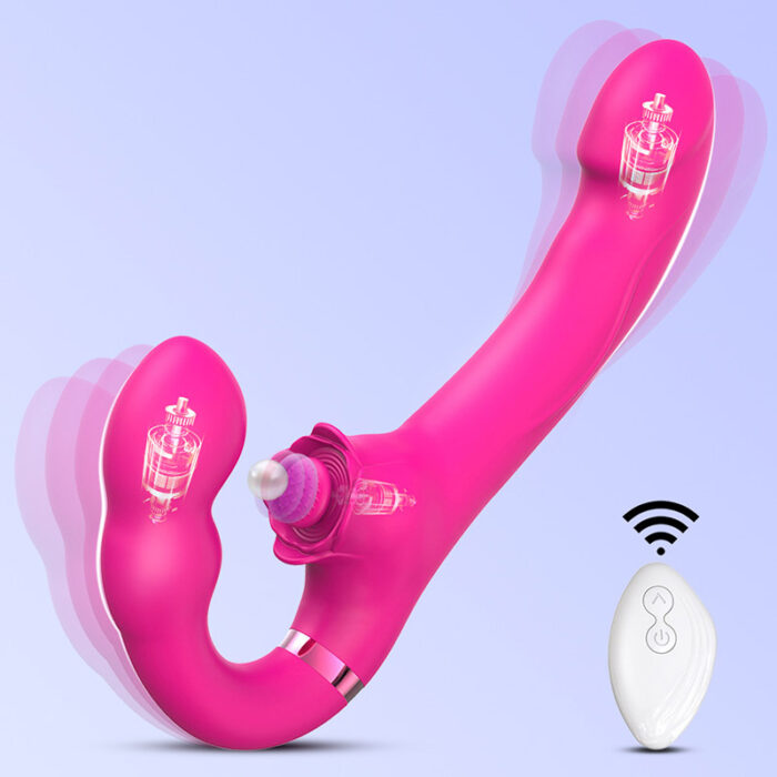 Lovesvibe 10 Vibration 5 Tapping Strapless Dildo Dual-Ended G-Spot Stimulator for Lesbians