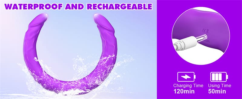 Lovesvibe 10 Vibration Double Ended Dildo G-Spot Dildo for Lesbian Couples - 15.7 Inch