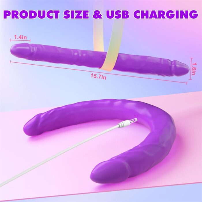 Lovesvibe 10 Vibration Double Ended Dildo G-Spot Dildo for Lesbian Couples - 15.7 Inch
