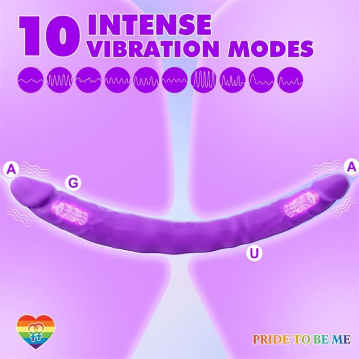 Lovesvibe 10 Vibration Double Ended Dildo G-Spot Dildo for Lesbian Couples - 15.7 Inch