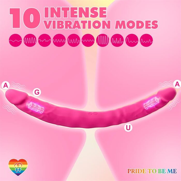 Lovesvibe 10 Vibration Double Ended Dildo G-Spot Dildo for Lesbian Couples - 15.7 Inch