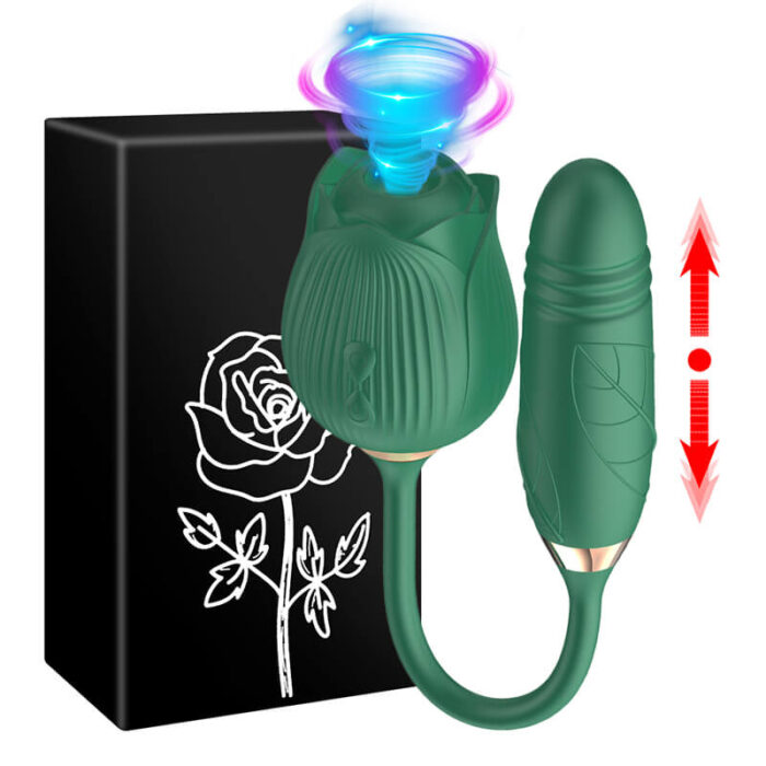 Lovesvibe 10 Vibration & Sucking Rose Thrusting Vibrator with Clit Nipple Sucking G-Spot Clitoris Stimulator