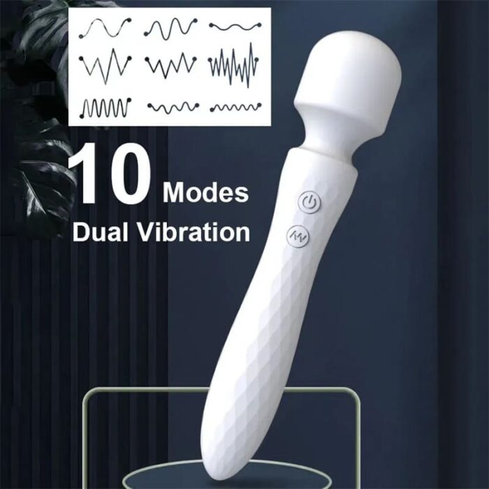 Lovesvibe 10 Vibrations Dual Motor Magic Wand Vibrator for Woman Clitoris Stimulation