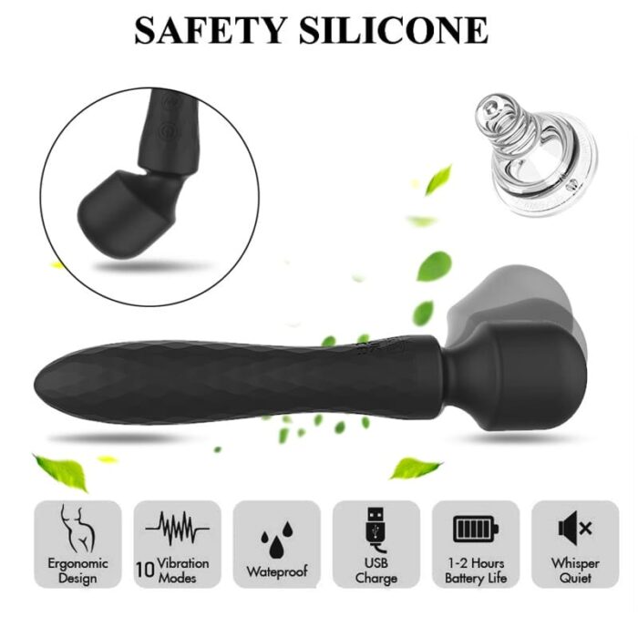 Lovesvibe 10 Vibrations Dual Motor Magic Wand Vibrator for Woman Clitoris Stimulation