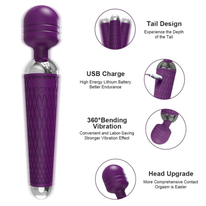 Lovesvibe 20 Powerful Vibration Magic Wand Vibrator Av Magic Wand for G-Spot Massage