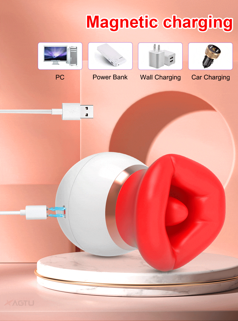 Lovesvibe 3 in 1 Rose Vibrator with 10 Vibration 3 Sucking Tongue Licking Nipple Toy