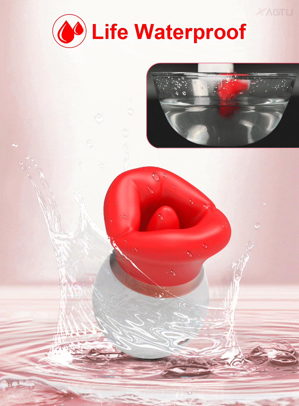 Lovesvibe 3 in 1 Rose Vibrator with 10 Vibration 3 Sucking Tongue Licking Nipple Toy