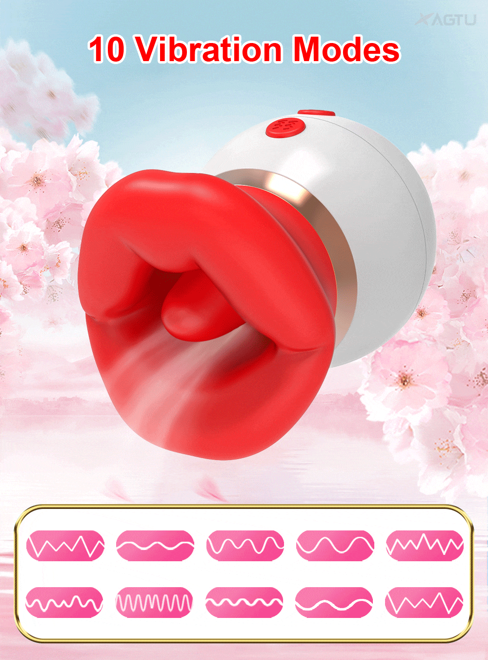 Lovesvibe 3 in 1 Rose Vibrator with 10 Vibration 3 Sucking Tongue Licking Nipple Toy