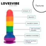 Lovesvibe 8'' Liquid Silicone Rainbow Dildo with Extreme Suction for Vaginal & Anal Sex