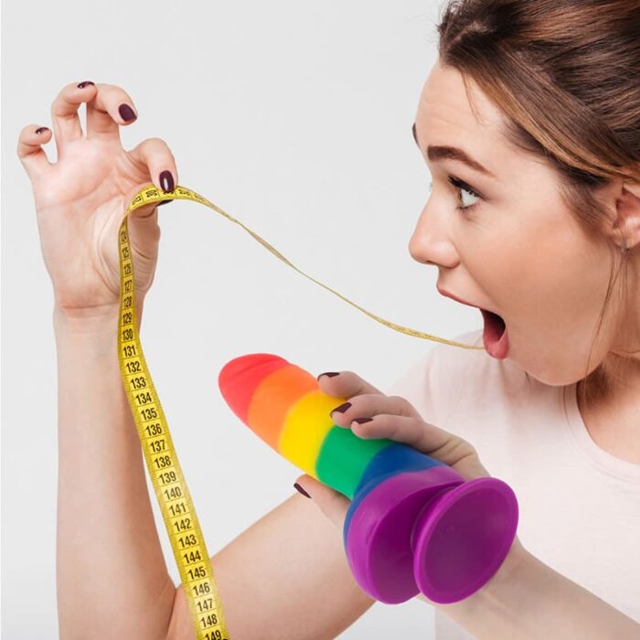 Lovesvibe 8'' Liquid Silicone Rainbow Dildo with Extreme Suction for Vaginal & Anal Sex
