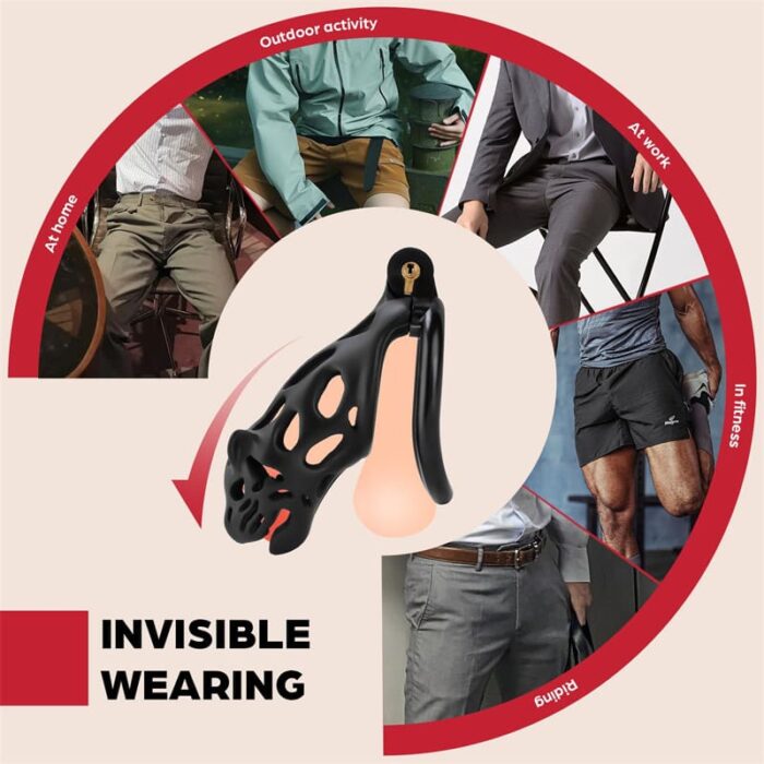 Lovesvibe Invisible Male Chastity Cage Device with Invisible Lock, Keys & 3 Dick Rings