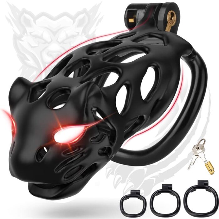 Lovesvibe Invisible Male Chastity Cage Device with Invisible Lock, Keys & 3 Dick Rings