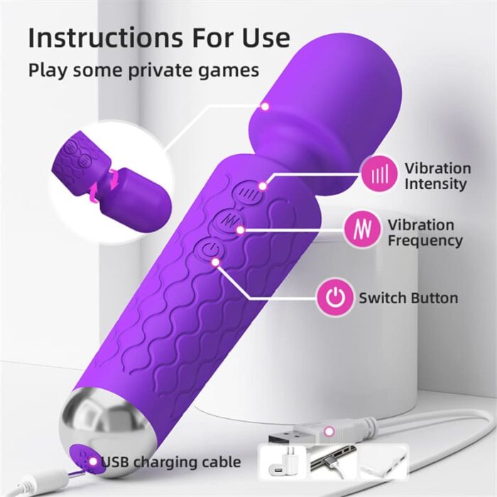 Lovesvibe Magic Wand Vibrator with 20 Powerful Vibration Modes for G-Spot Stimulation