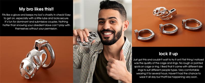 Lovesvibe Male Chastity Cage & Chastity Device with 3 Active Rings and Keys