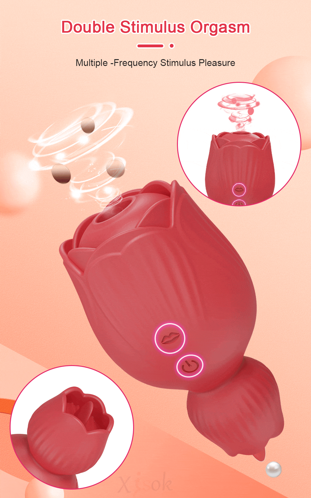Lovesvibe Rose 10 Sucking Tongue Licking Vibrator for Women Nipple Clitoris Stimulator Clit Sucker