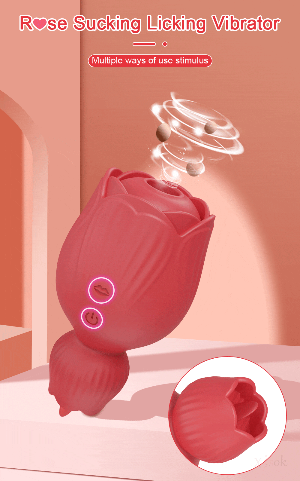 Lovesvibe Rose 10 Sucking Tongue Licking Vibrator for Women Nipple Clitoris Stimulator Clit Sucker