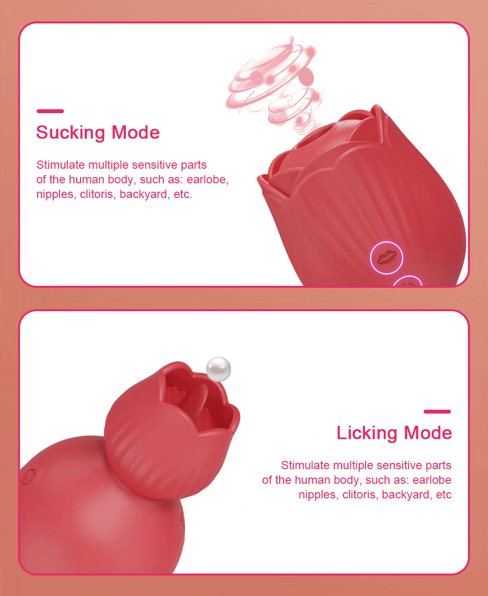 Lovesvibe Rose 10 Sucking Tongue Licking Vibrator for Women Nipple Clitoris Stimulator Clit Sucker