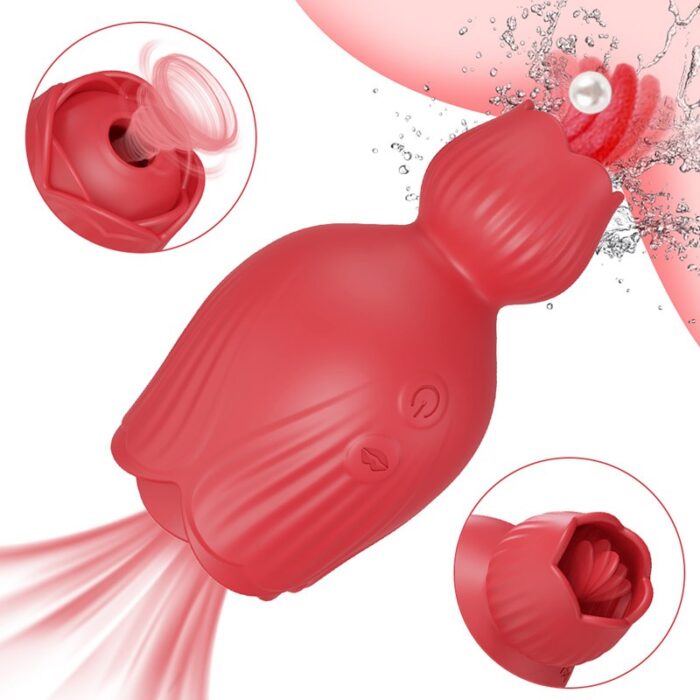 Lovesvibe Rose 10 Sucking Tongue Licking Vibrator for Women Nipple Clitoris Stimulator Clit Sucker