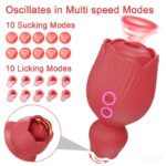 Lovesvibe Rose 10 Sucking Tongue Licking Vibrator for Women Nipple Clitoris Stimulator Clit Sucker