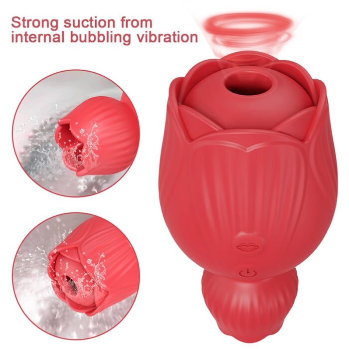 Lovesvibe Rose 10 Sucking Tongue Licking Vibrator for Women Nipple Clitoris Stimulator Clit Sucker