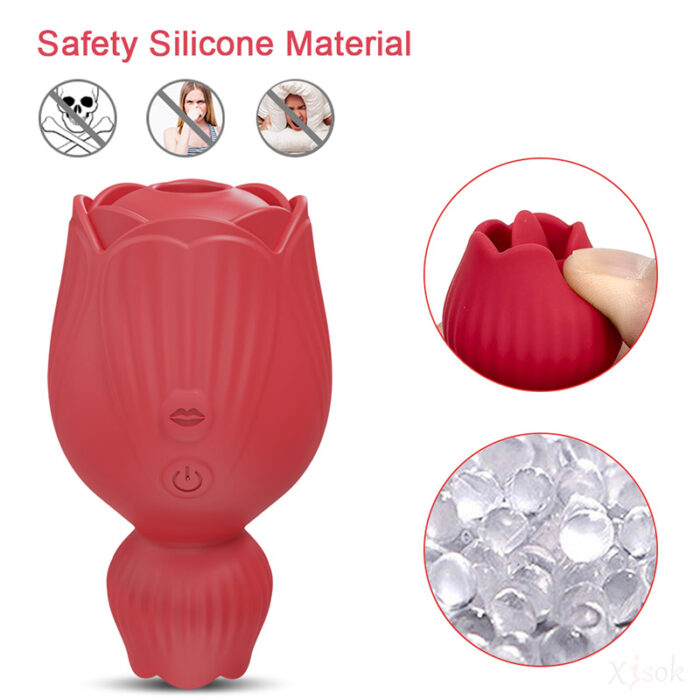Lovesvibe Rose 10 Sucking Tongue Licking Vibrator for Women Nipple Clitoris Stimulator Clit Sucker