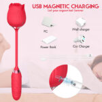 Lovesvibe Rose Thrusting Vibrators with 10 Vibrating Suction for Women Egg Clitoris Sucker