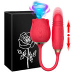 Lovesvibe Rose Thrusting Vibrators with 10 Vibrating Suction for Women Egg Clitoris Sucker