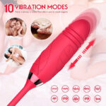 Lovesvibe Rose Thrusting Vibrators with 10 Vibrating Suction for Women Egg Clitoris Sucker