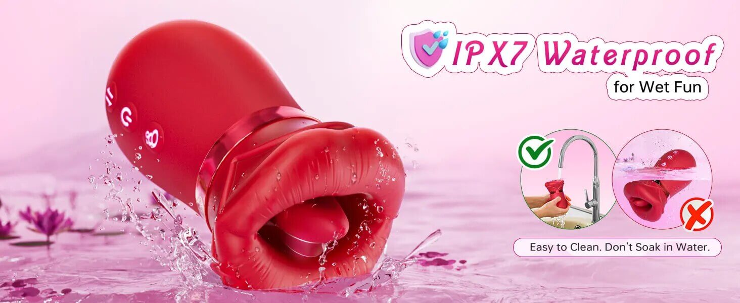 Lovesvibe 4 In 1 Rose Vibrator 10 Tongue Licking Sucking Nipple Toy G-Spot Vibrator