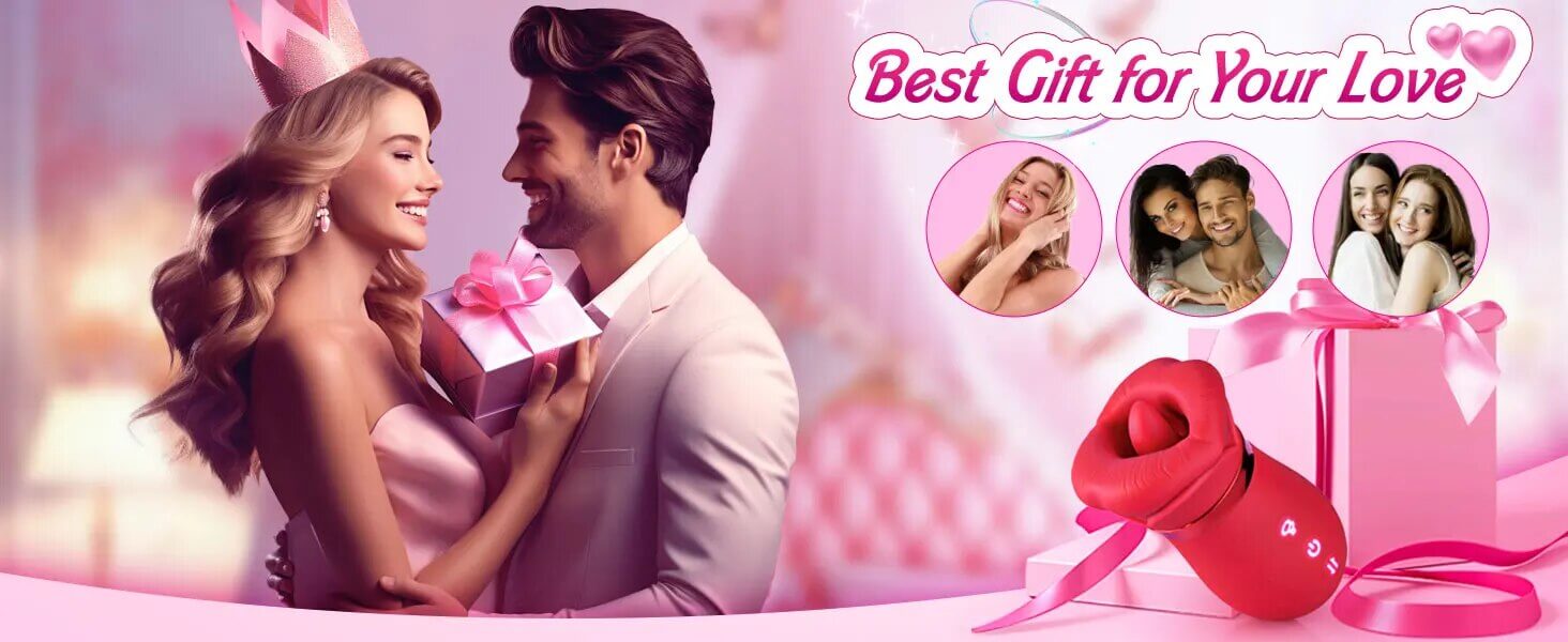 Lovesvibe 4 In 1 Rose Vibrator 10 Tongue Licking Sucking Nipple Toy G-Spot Vibrator