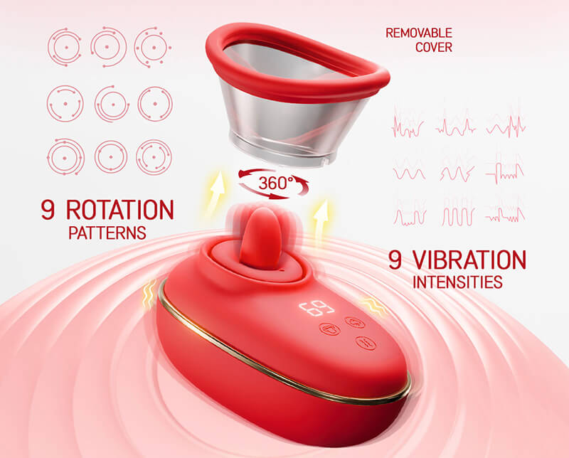 Lovesvibe Tongue Licking Nipple Toy with 9 Vibration 3 Sucking Clitoral Stimulator