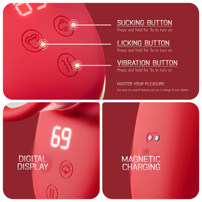 Lovesvibe Tongue Licking Nipple Toy with 9 Vibration 3 Sucking Clitoral Stimulator